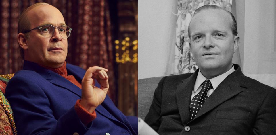 Tom Hollander as Truman Capote in FX's upcoming limited series 'Feud: Capote vs. The Swans'.