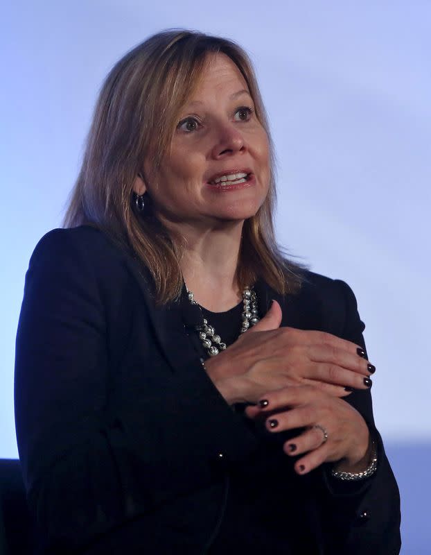 FILE PHOTO: General Motors CEO Barra speaks at news conference in New Delhi in 2015