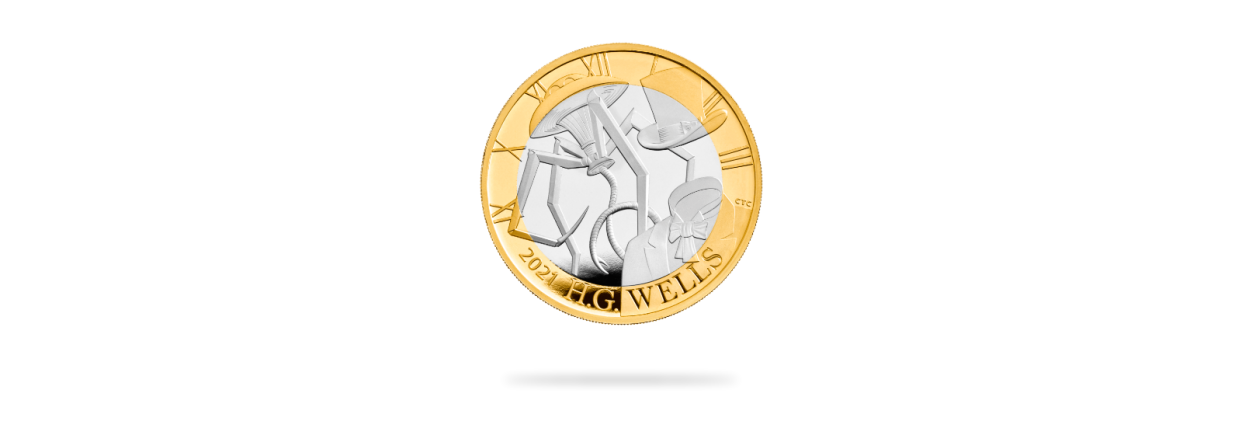 <p>The coin was minted to mark 75th anniversary of the death of HG Wells </p> (Royal Mint)
