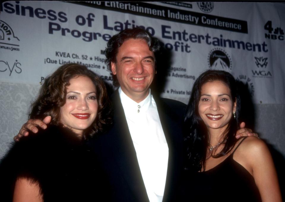 Actress Jennifer Lopez, "Selena" director Gregory Nava, and actress Constance Marie