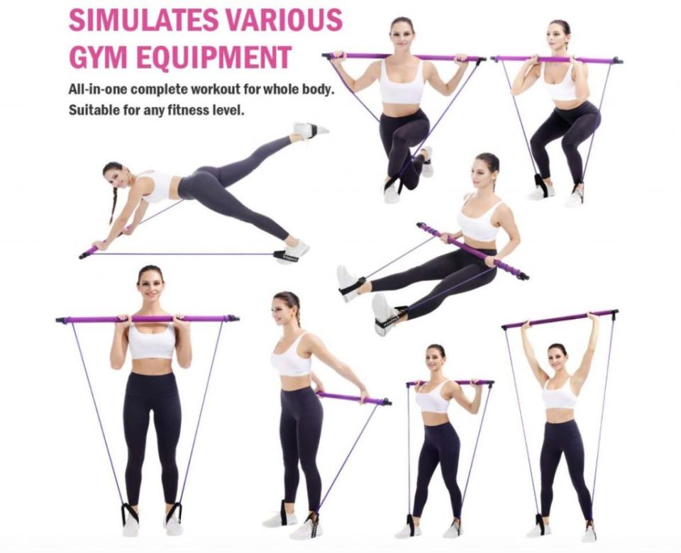 Examples of exercises you can do with the Viajero kit. <br>Credit: <a href="https://www.intheknow.com/post/amazon-subscription-services/?utm_source=internallinks&utm_medium=internallinkstransactions&utm_campaign=internallinksamazon" data-ylk="slk:Amazon;elm:context_link;itc:0;sec:content-canvas" class="link ">Amazon</a>