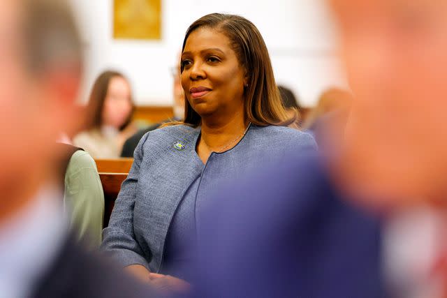 <p>Michael M. Santiago/Getty Images/Bloomberg via Getty</p> New York Attorney General Letitia James attends closing arguments in Donald Trump's civil trial on Jan. 11, 2024