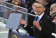 U.S. President Barack Obama gives his inaugural address at the U.S. Capitol in Washington, D.C., Monday, January 21, 2013. (Mark Gail/MCT via Getty Images)