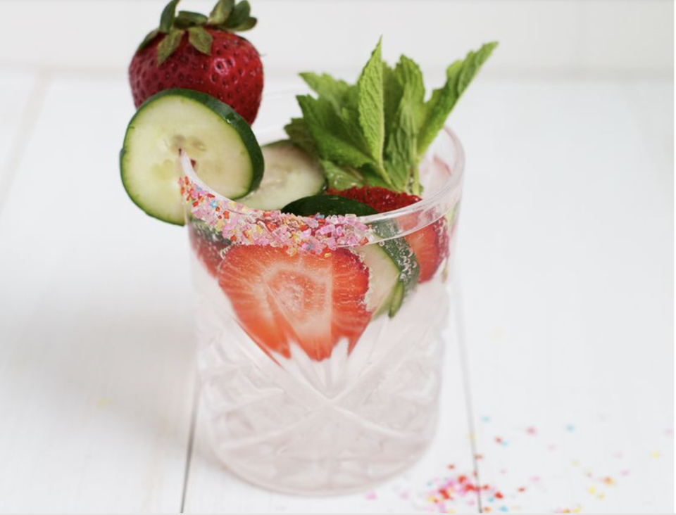 Strawberry cucumber limeade