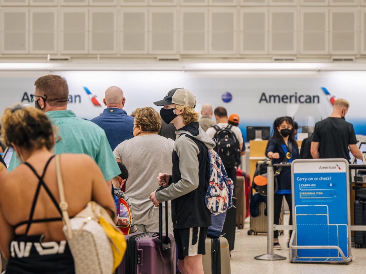 American Airlines airport check-in line