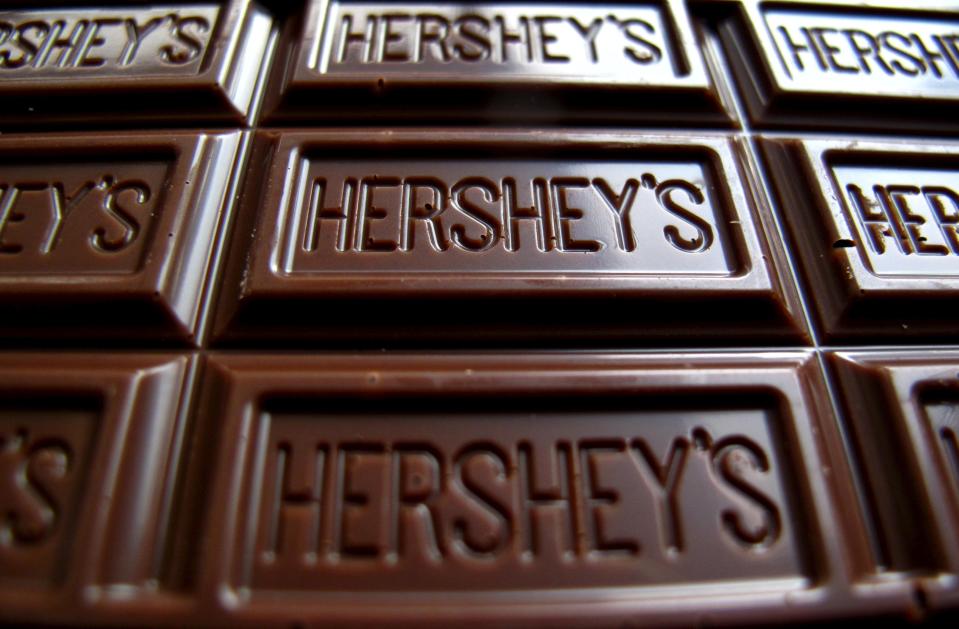 Squares of a Hershey's chocolate bar
