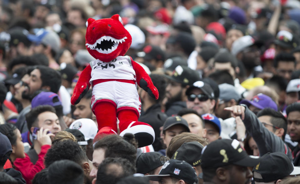 The crowd at Nathan Phillips Square celebrating the Toronto Raptors capturing the NBA Championships. (Photo by Rick Madonik/Toronto Star via Getty Images)