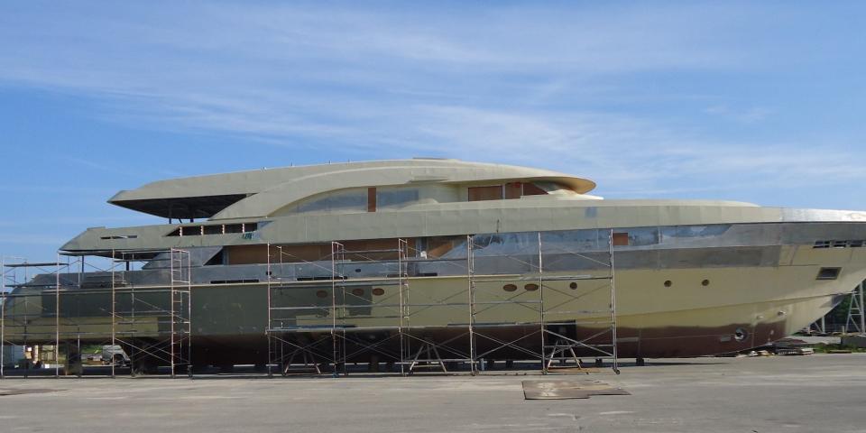 Inside the unfinished 168-foot Trinity Tri-Deck Superyacht being auctioned by Boathouse Auctions