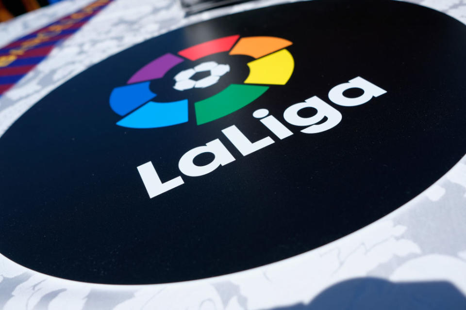 NEW YORK, NY - APRIL 23:  A view of the LaLiga logo at a roofop viewing party of El Clasico - Real Madrid CF vs FC Barcelona hosted by LaLiga at 230 Fifth Avenue on April 23, 2017 in New York City.  (Photo by Brian Ach/Getty Images for LaLiga)