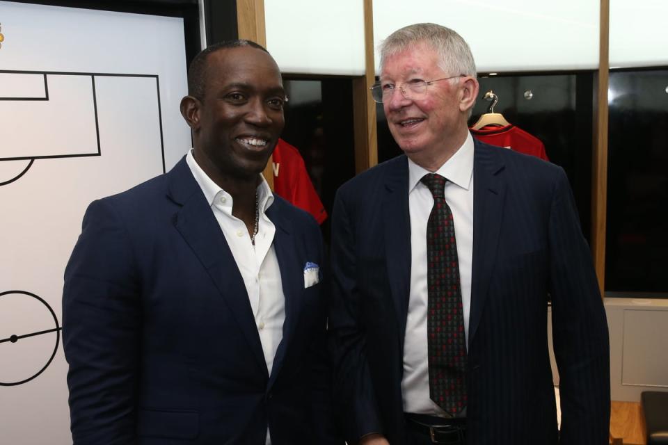Dwight Yorke and Sir Alex Ferguson reminisce about old times ahead of the documentary's release.  (Man Utd via Getty Images)