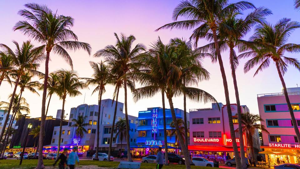 Ocean Drive night in Miami Beach.