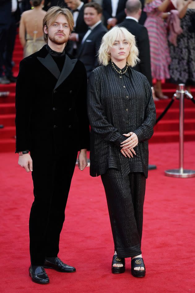 Finneas O'Connell and Billie Eilish walk the red carpet.  (Photo: Jonathan Brady - PA Images via Getty Images)