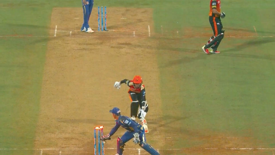 Kaul was out by a mile. Pic: IPL