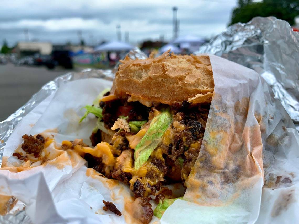 Vegan’s Alley serves New York-style vegan comfort food such as this chopped cheese sandwich at pop-up events around Tacoma.