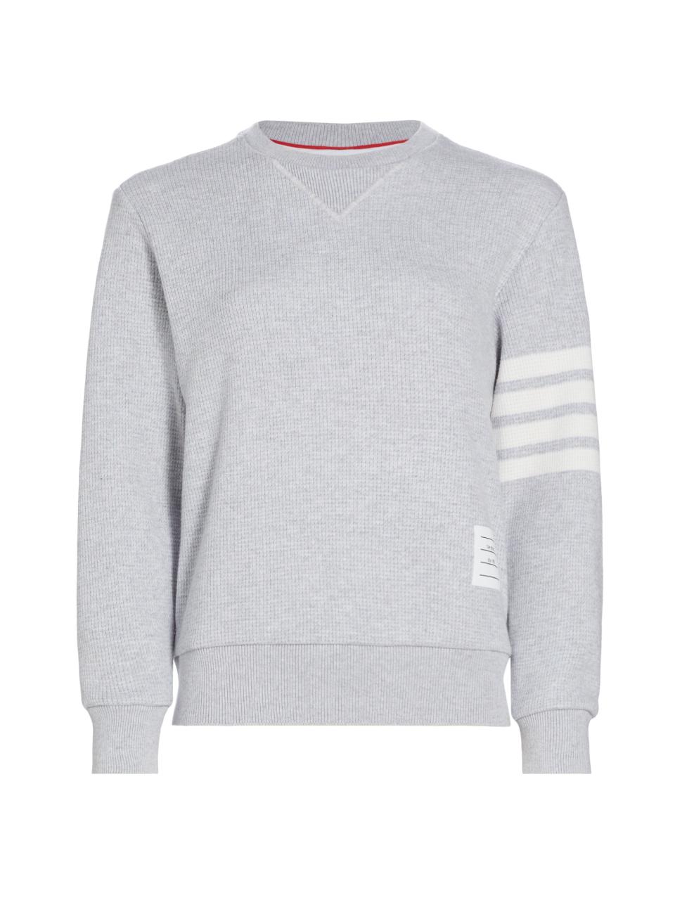 Saks and Thom Browne Wool Four-Bar Sweater