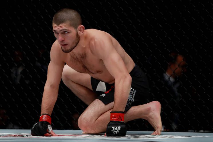 Khabib Nurmagomedov was checked into a Las Vegas hospital on Friday with weight management medical issues. (Getty)