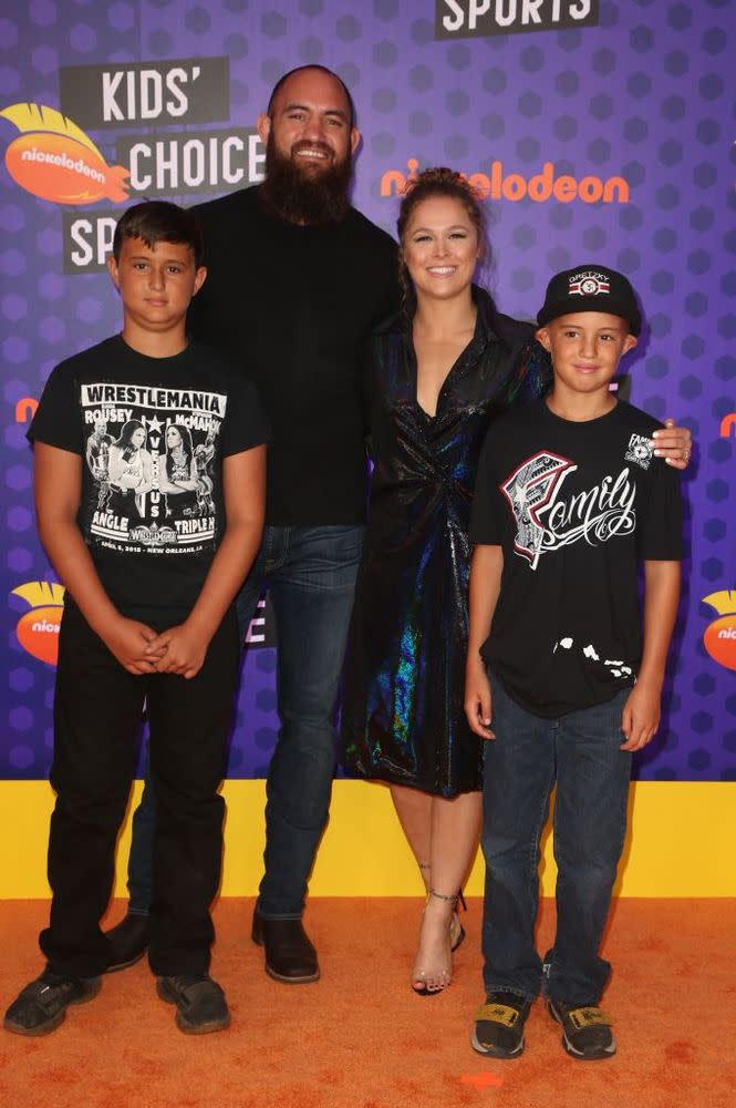 Travis Browne and Ronda Rousey with Browne's sons