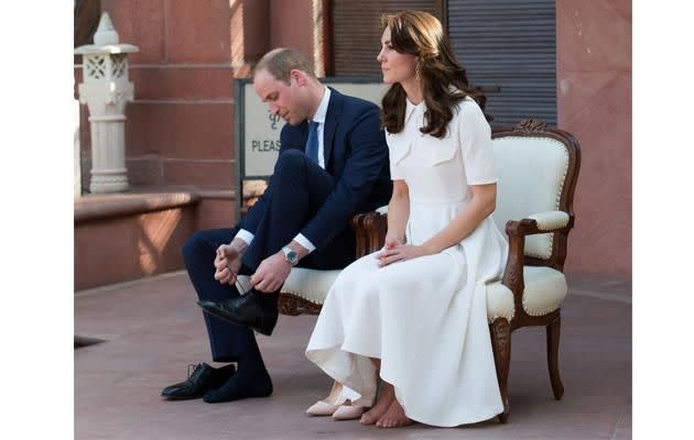 Both the Duke and Duchess were asked to remove their shoes, however Kate's feet were the subject of a lot of scrutiny.