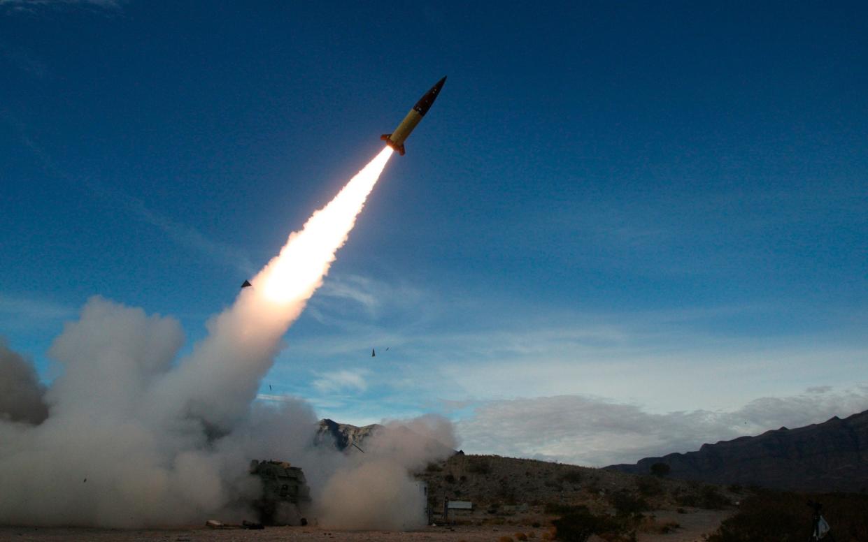 In this image provided by the U.S. Army, soldiers, from the 3rd Battalion, 321st Field Artillery Regiment of the 18th Field Artillery Brigade out of Fort Bragg N.C., conduct live fire testing at White Sands Missile Range, N.M., on Dec. 14, 2021, of early versions of the Army Tactical Missile System. U.S. officials say Ukraine for the first time has begun using long-range ballistic missiles, striking a Russian military airfield in Crimea and Russian troops in another occupied area overnight. The strikes come about a month after the U.S. secretly provided the weapons so that Ukraine could strike targets up to 190 miles away. (John Hamilton/U.S. Army via AP, file)