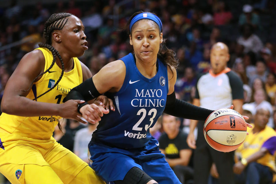 <a href="https://sports.yahoo.com/wnba/players/4748/" data-ylk="slk:Maya Moore;elm:context_link;itc:0;sec:content-canvas" class="link ">Maya Moore</a> announced she will take a year off in 2019. (Photo by Leon Bennett/Getty Images)