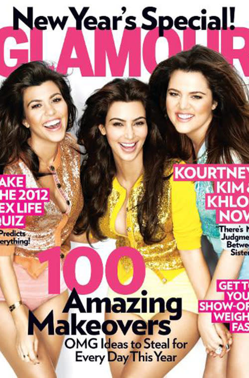 Kourtney Kardashian, Kim Kardashian, and Khloe Kardashian in Glamour