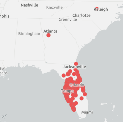 As of Wednesday afternoon, 219 Walmart stores are closed - primarily in Florida; only one store is closed in Georgia.