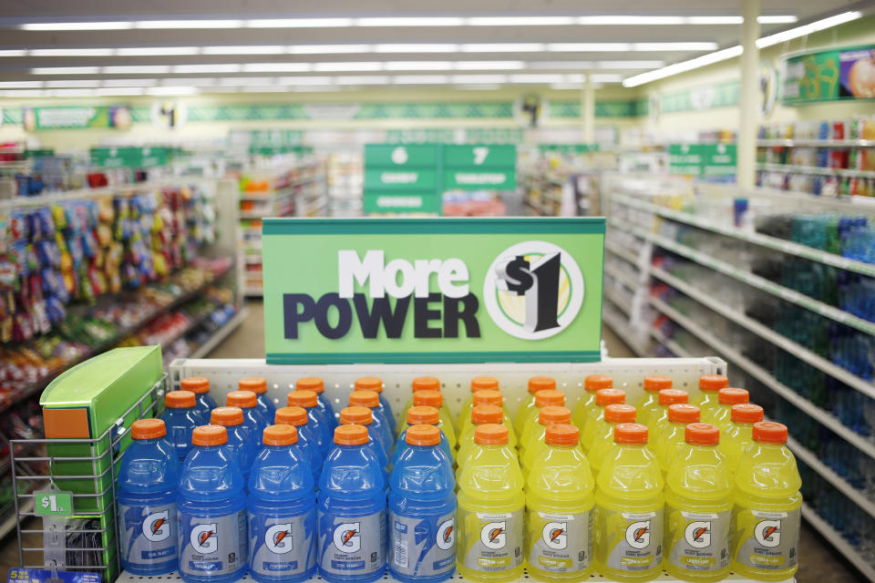 PepsiCo Inc. Gatorade brand sports drinks sit on display for sale at a Dollar Tree Inc. store in Louisville, Kentucky, U.S., on Friday, Aug. 24, 2018. Dollar Tree Inc. is scheduled to release earnings figures on August 30. Photographer: Luke Sharrett/Bloomberg via Getty Images