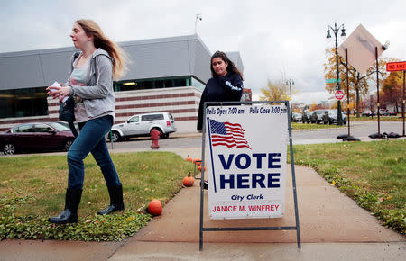 Voters show up to vote at a voting place for the midterm election in Detroit, Michigan, U.S. November 6, 2018. REUTERS/Rebecca Cook