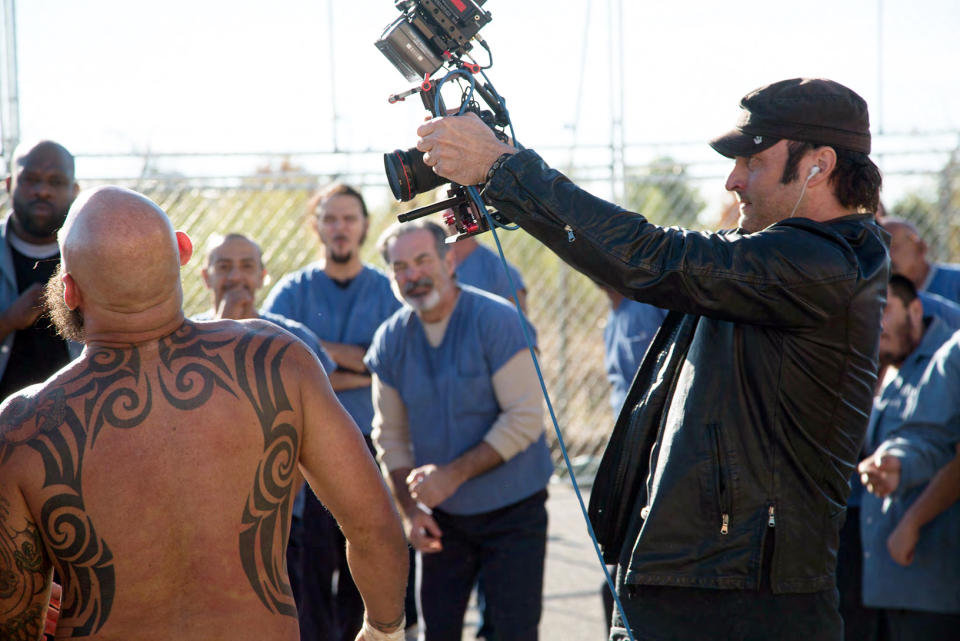 This image released by the El Rey Network shows director Robert Rodriguez on the set of "From Dusk Till Dawn: The Series," premiering Tuesday, March 11, 2014, at 9 p.m. EDT. (AP Photo/El Rey Network)