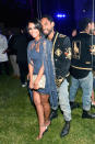 <p>The actress was draped in a beautiful blue next to her R&B husband. (Photo by Donato Sardella/Getty Images for BALMAIN) <br><br></p>