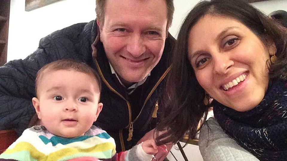 Jailed British mother Nazanin Zaghari-Ratcliffe with her husband Richard Ratcliffe and their daughter Gabriella (Handout/PA) (PA Media)