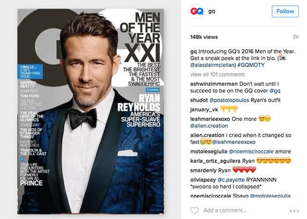 The actor was named GQ's 2016 Man of the Year.Source: Instagram