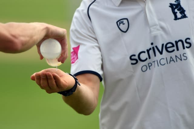 Hand sanitiser will be used regularly by county cricketers over the next two months 