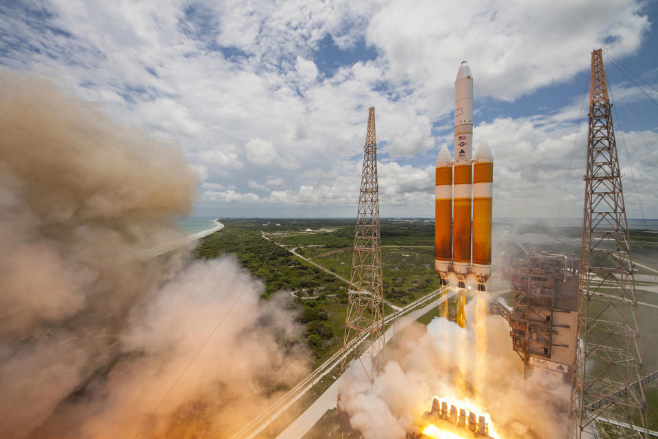 A United Launch Alliance Delta IV Heavy rocket launches into space carrying the classified NROL-37 satellite from Cape Canaveral Air Force Base in Florida on June 11, 2016. The launch is a mission for the U.S. National Re