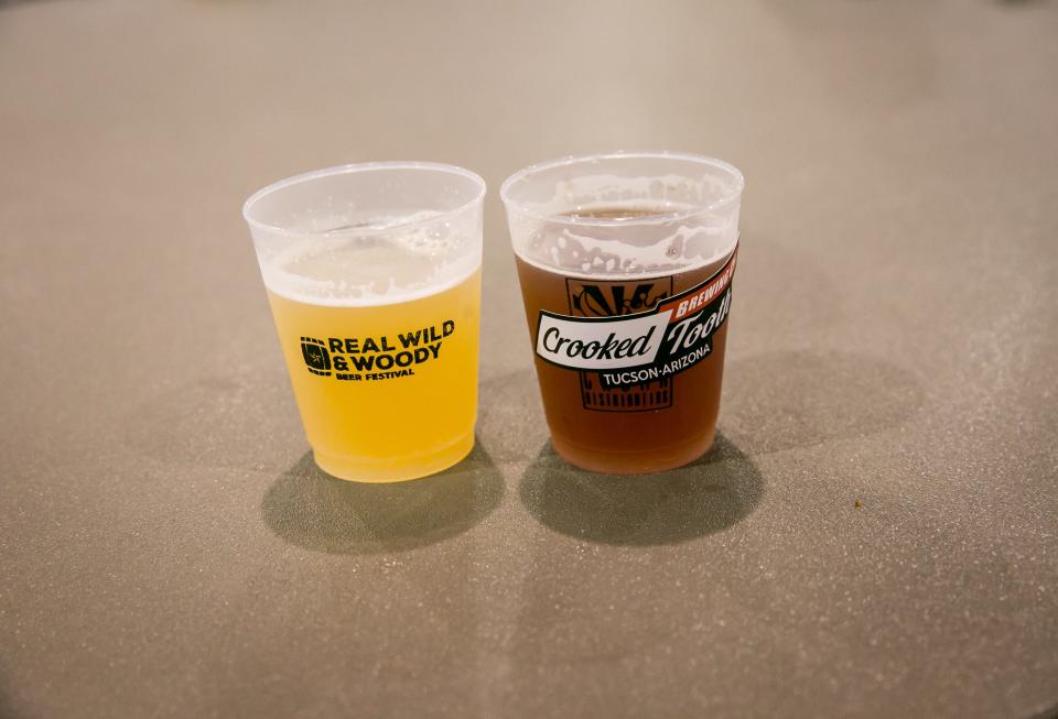 The Mudshark Hazy IPA (left) and Lagunitas Purple were some examples of delicious brews during the Real, Wild & Woody Beer Festival.