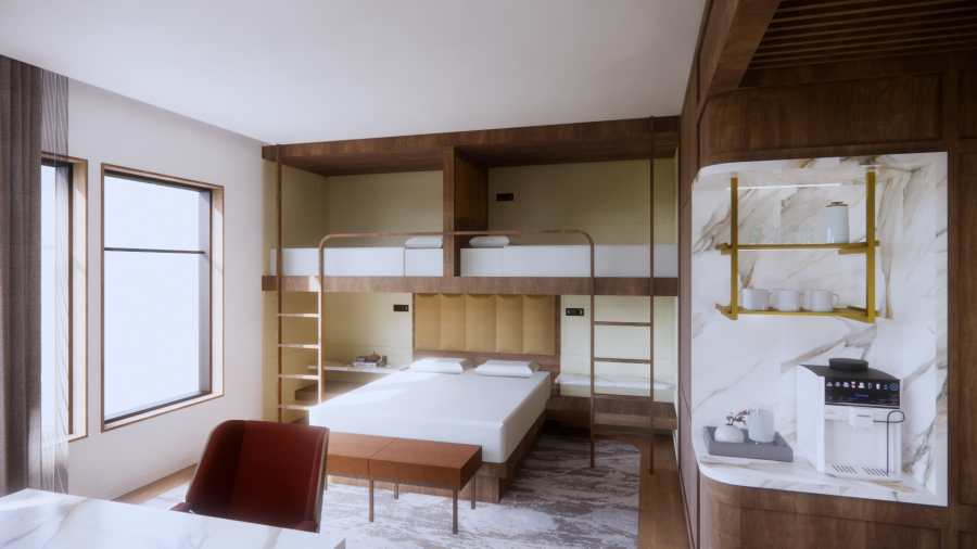 A rendering of a room inside the Ada Hotel. (Courtesy Ada Hotel/OTJ)