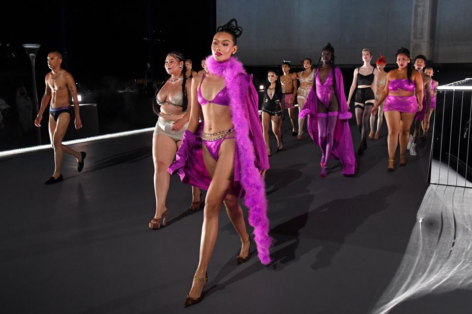 <p>Rihanna's Savage x Fenty lingerie shows are becoming quite the catwalk extravaganza – and last night saw the premiere of the third instalment, one which included supermodels including Irina Shayk, Joan Smalls and Alek Wek, and which was attended by everyone from Gigi Hadid to Cindy Crawford. </p><p>With a reputation for being inclusive, diverse and empowering, the show did not disappoint. The 40-minute performance saw the models and performers take over the Westin Bonaventure Hotel & Suites in Los Angeles, where they showed off the daring designs.</p><p>Below, we round up 30 highlights you need to see from Rihanna's latest lingerie show, from the front row to the stars on screen. To <a href="https://www.amazon.co.uk/Savage-X-Fenty-Show/dp/B086HVSCXN" rel="nofollow noopener" target="_blank" data-ylk="slk:watch the performance in full, you can head this way;elm:context_link;itc:0;sec:content-canvas" class="link ">watch the performance in full, you can head this way</a> – and <a href="https://www.savagex.co.uk/" rel="nofollow noopener" target="_blank" data-ylk="slk:click here to shop the collection.;elm:context_link;itc:0;sec:content-canvas" class="link ">click here to shop the collection.</a></p>