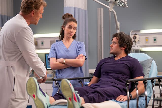 <p>Disney/Anne Marie Fox</p> From left: Kevin McKidd, Adelaide Kane and Nick Cafero on "Grey's Anatomy"