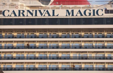 The Carnival Magic cruise ship is seen after reaching port in Galveston, Texas October 19, 2014. REUTERS/Daniel Kramer