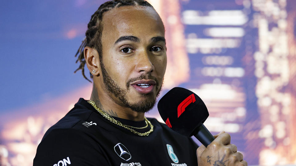 Lewis Hamilton is pictured during a Formula 1 event in Barcelona.