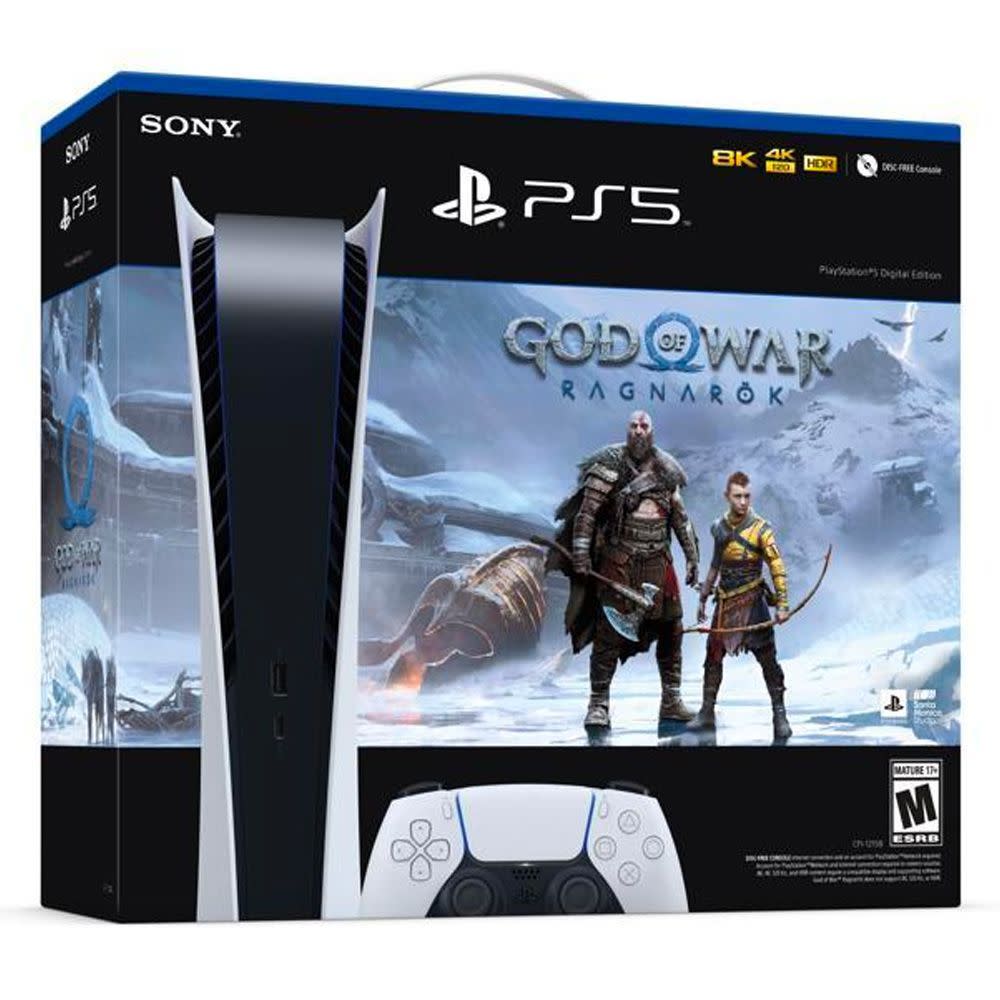 <p><a href="https://go.redirectingat.com?id=74968X1596630&url=https%3A%2F%2Fwww.walmart.com%2Fip%2FPlayStation-5-Digital-Edition-God-of-War-Ragnar-k-Bundle%2F1527488705&sref=https%3A%2F%2F" rel="nofollow noopener" target="_blank" data-ylk="slk:Shop Now;elm:context_link;itc:0;sec:content-canvas" class="link rapid-noclick-resp">Shop Now</a></p><p>PlayStation®5 Digital Edition - God of War™ Ragnarök Bundle</p><p>walmart.com</p><p>$519.99</p>