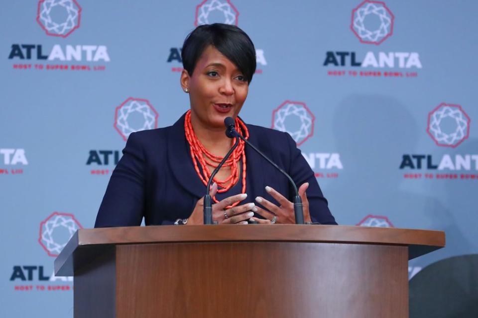 City of Atlanta Mayor Keisha Lance Bottoms speaks during the Super Bowl LIII Atlanta Host Committee Press Conference on January 28, 2019 at the Georgia World Congress Center in Atlanta, GA. (Photo by Rich Graessle/Icon Sportswire via Getty Images)