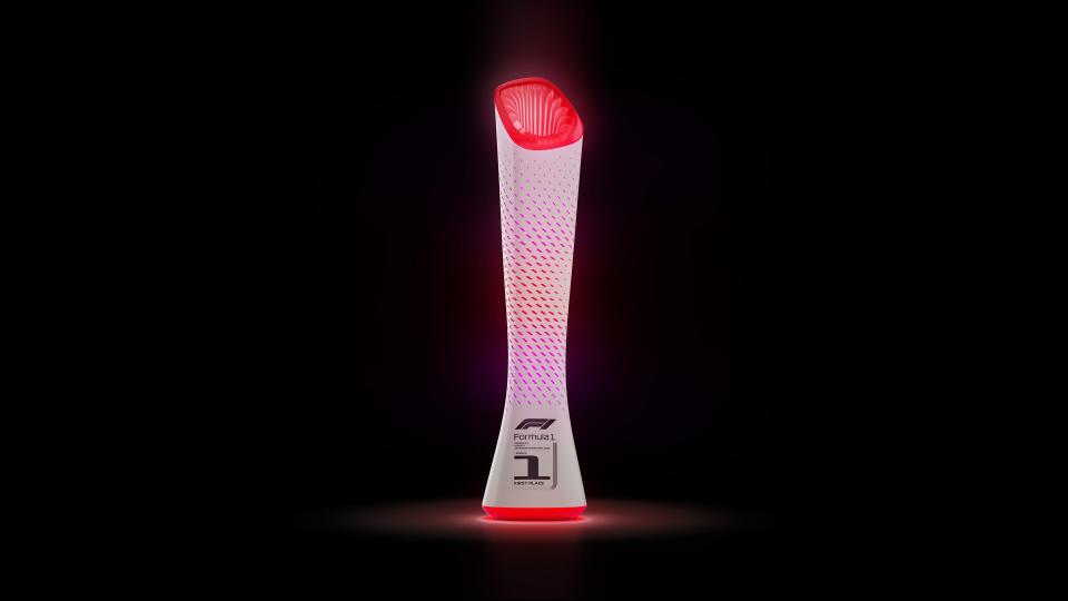 The winner's trophy for the Japanese Grand Prix is the first of its kind using technology by Lenovo.