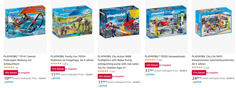 Viele Playmobil-Modelle sind derzeit bei Amazon im Angebot (Bild: Amazon)