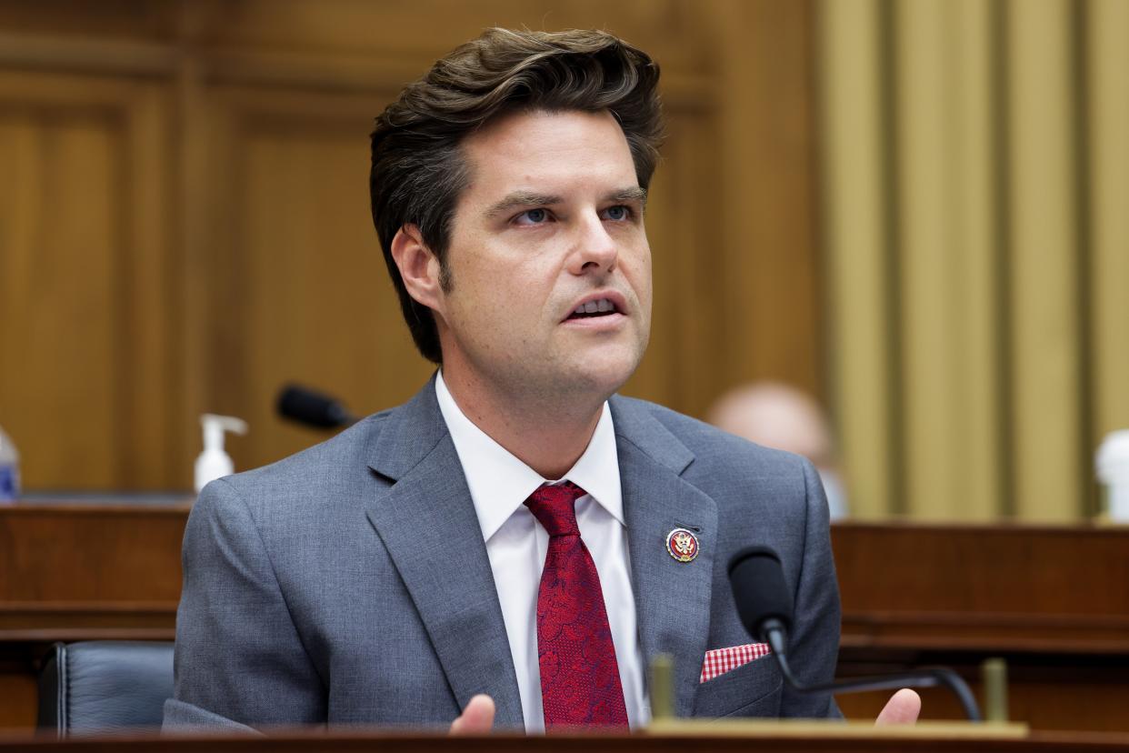 <p>Matt Gaetz speaks during the House Judiciary Subcommittee on Antitrust, Commercial and Administrative Law hearing on 29 July, 2020</p> (Getty Images)