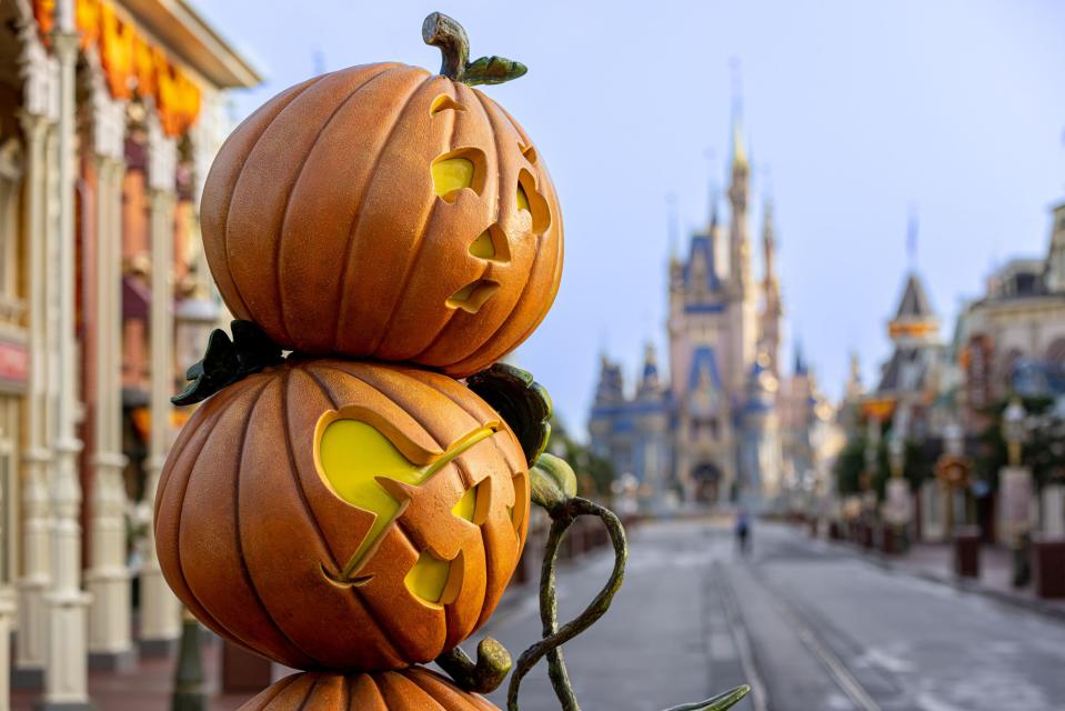 Festive autumn decor arrives in spooktacular fashion as the fall season descends on Magic Kingdom Park at Walt Disney World Resort on August 10, 2022 in Lake Buena Vista, Fla. (Courtney Kiefer, photographer)