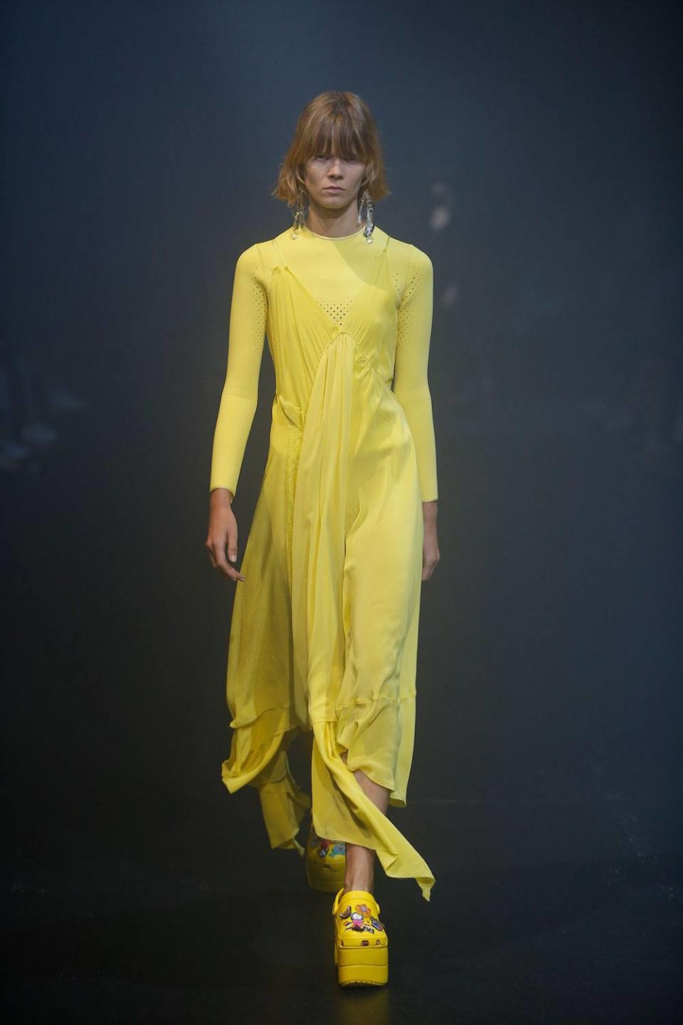 Yellow Crocs on the catwalk at Balenciaga. (Photo: Balenciaga)