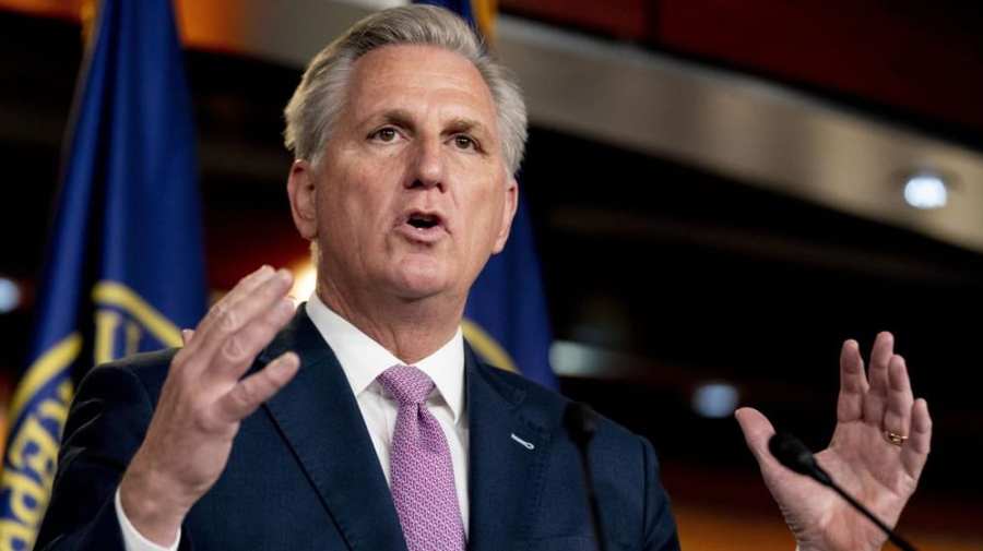 In this April 22, 2021, file photo, House Minority Leader Kevin McCarthy of Calif., speaks during his weekly press briefing on Capitol Hill in Washington. (AP Photo/Andrew Harnik, File)