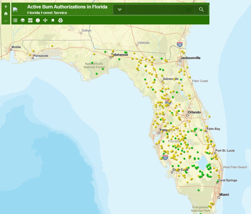 Active burn authorizations in Florida Feb. 28, 2024.