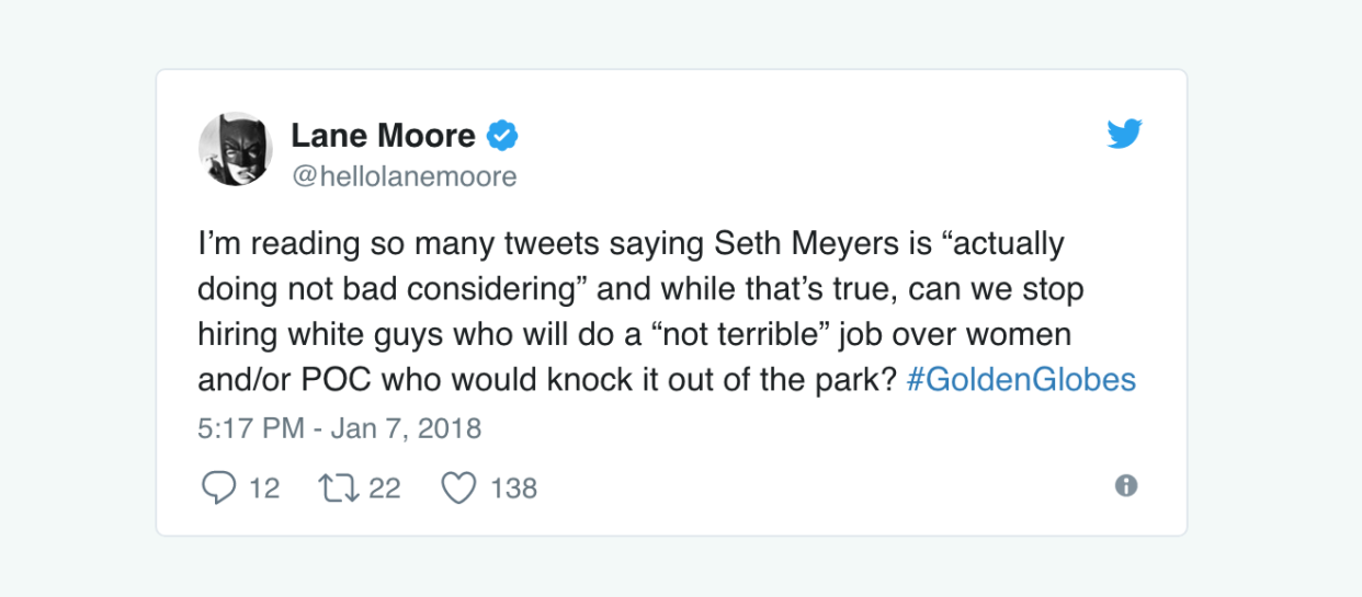 These scathing tweets about Seth Meyers hosting the Golden Globes are spot on